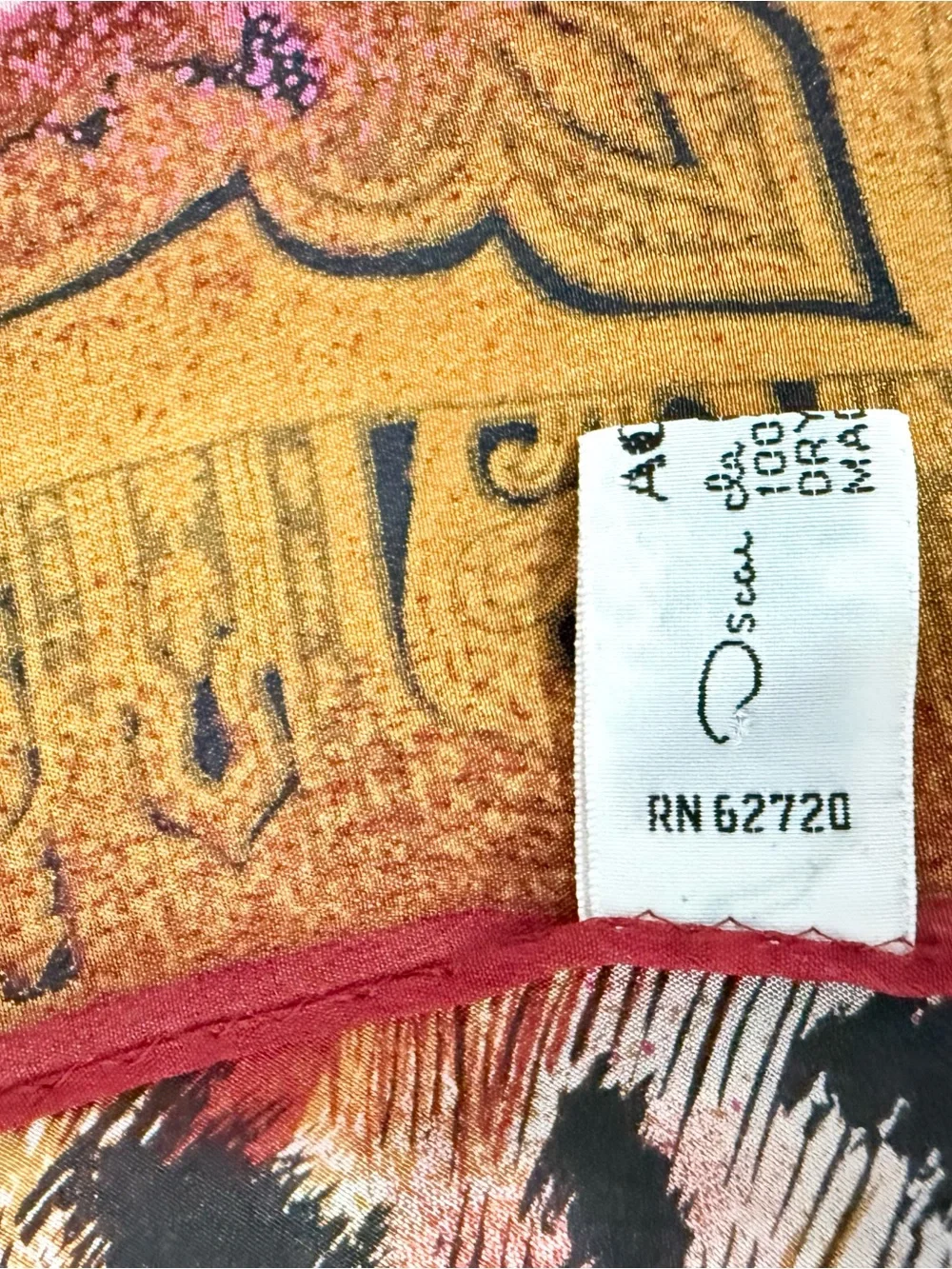 Vintage Oscar de la Renta Accessory Street 100% Silk Scarf 34x34 Made Japan 80s